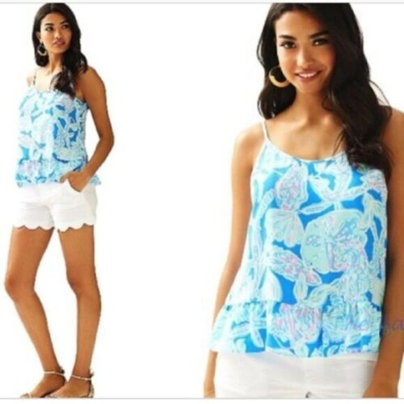 Lilly Pulitzer Bay Blue Into The Deep Cami Tank Top size XXS - Picture 1 of 8